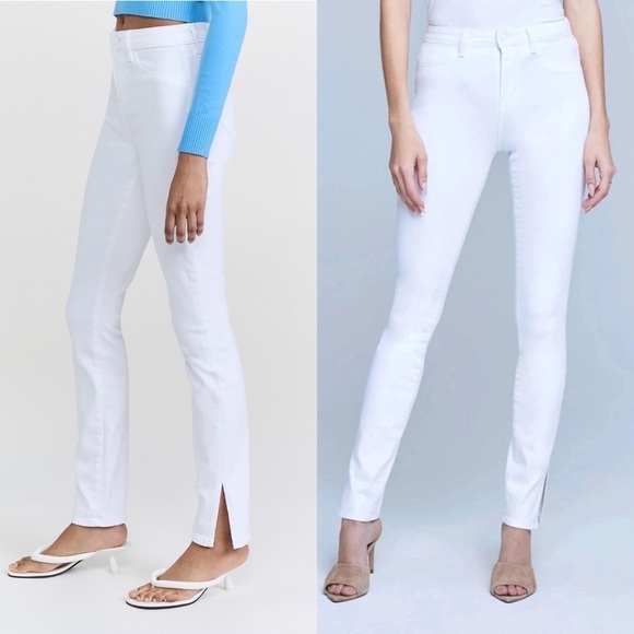 NWT L’AGENCE White Stretch Denim High Rise Ankle Slit Classic Skinny Jeans 25 - Picture 6 of 9
